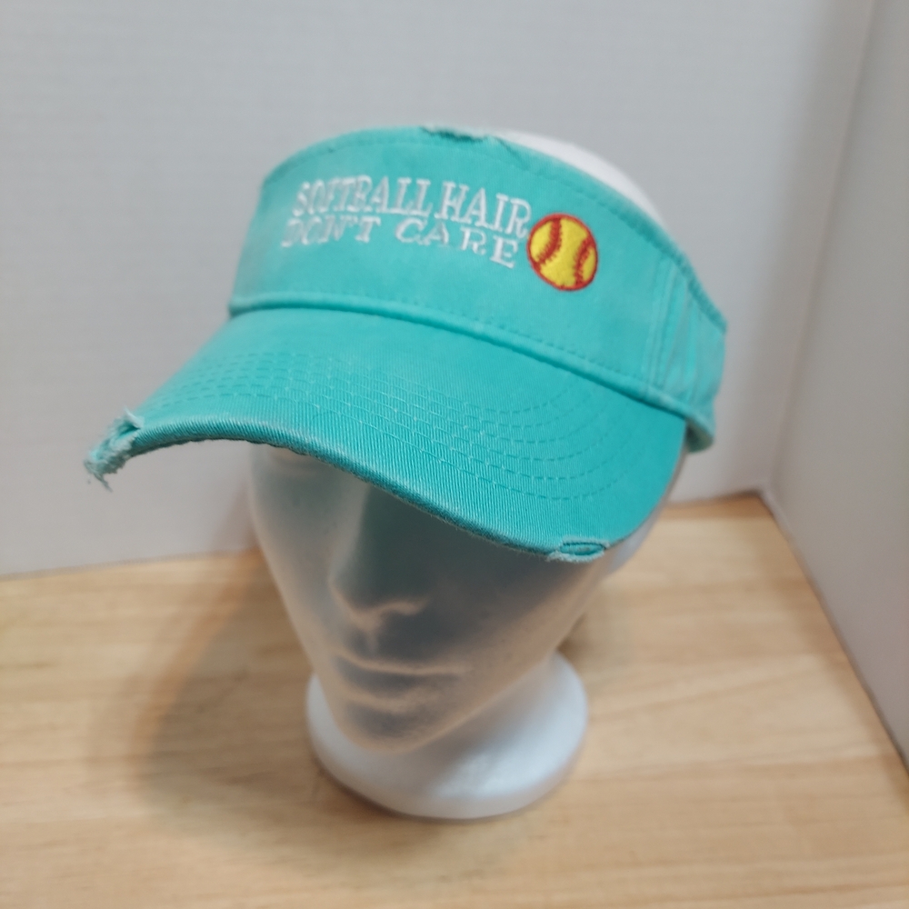 "Softball Hair Don't Care" Distressed Visor - NWT by Adams